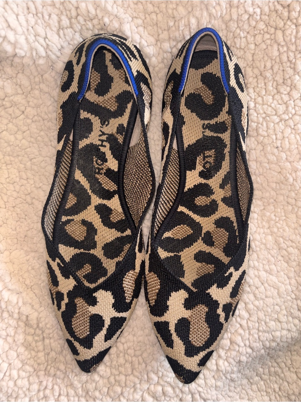Rothy’s The Point Big Cat Leopard Print Knit Flats Women’s Size 9 US - Picture 2 of 8
